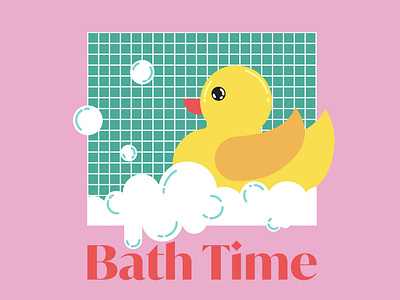 Bath time 36daysoftype bath bathroom bathroom design bathtub bubblegum bubbles duck duck logo graphic design illustration minimalism rubber duck simple vector