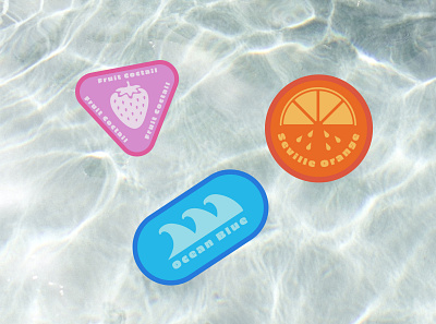 Sticker design beach bold sticker design can drink illustrator orange simplicity soda brand soda drink sticker strawberry summer insired vector wave