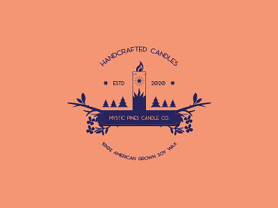 Mystic Pines Candle Co. branding design flat illustration ilustration logo vector vintage vintage logo
