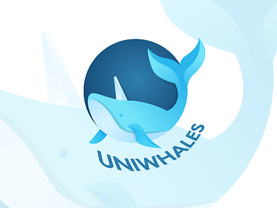 Uniwhales branding design gradient logo illustration ilustration logo minimal modern logo unicorn vector whale whales