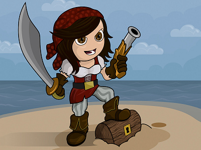 Chibi Krystal character design chibi illustration illustrator mobile games pirate vector