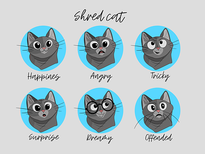 Shred Cat Stickers artwork cat graphic design graphic tablet illustration illustrator pets stickers wacom intuos