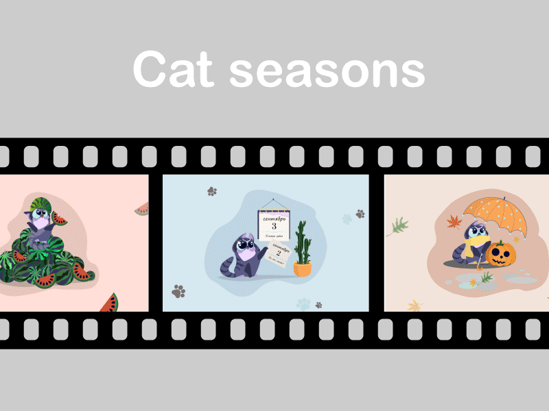 Cat seasons adobe animation artwork cartoons cat cat illustration graphic design illustration motion graphics seasons