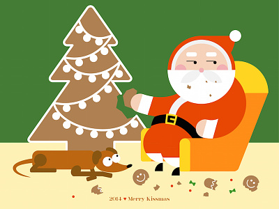 Merry Kissmas 2014 christmas comic cookie cookies design dog gift gingerbread gingerman illustration kissmas minimal minimalism santa simpsons vector