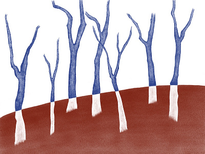 Red View-2 comic dream illustration ipad minimal minimalism red trees view
