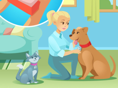 Illustration for Pet Care Site flat design illustration stylization