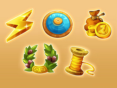 Item icons for Sir Match-a-Lot game art painterly stylization