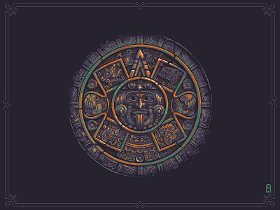 Aztec sun stone 🌞 (Piedra del Sol)[pixel art] aseprite aztec calender civilization game art illustration maya native american pixel art pixelart pixels