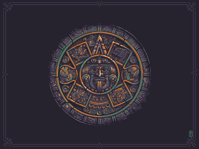 Aztec sun stone 🌞 (Piedra del Sol)[pixel art]