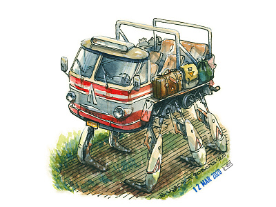 Walker based on old bus by Lviv Autobus Plant (ЛАЗ)