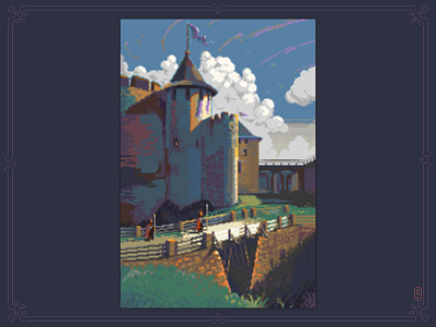 Khotyn Fortress [pixel art] 16bit 8bit aseprite background bridge castle design fortress gamedev illustration medieval old school pixel art pixelart pixels sprite