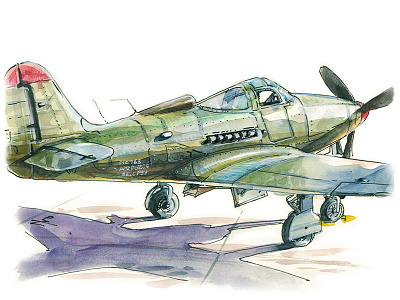 Bell P-39 Airacobra airacobra aircraft airplane bell p 39 book illustration concept art drawing editorial illustration fighter illustration ink plane sketch sketchbook usk warbird watercolor wwii