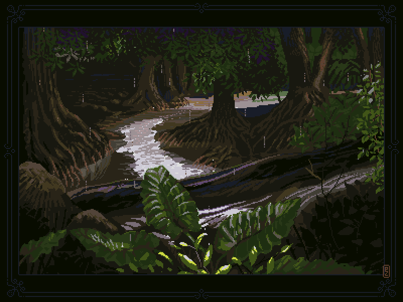 Rainforest of Erawan (Thailand) animation aseprite dotpict forest jungle landscape pixel pixel art pixelart rainforest