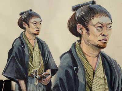 Saigo Takamori. Watercolor practice. character characterdesign costume history samurai sketch sketching traditional art watercolor watercolor illustration watercolour