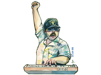 At the Dawn (in the memory of Oleg Parastaev) at the dawn book illustration character drawing editorial hand drawn illustration ink keyboard korg sketch soviet synthpop traditional art watercolor watercolour