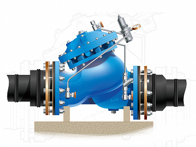 Technical illustration of the pump device pipes pump technical illustration vector
