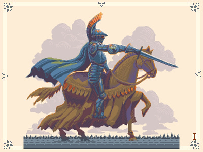 Knight Cavalier [pixel art] 16bit 8bit aseprite cavalier character concept art graphic horse illustration knight pixel art pixel artist pixelart rider sprite