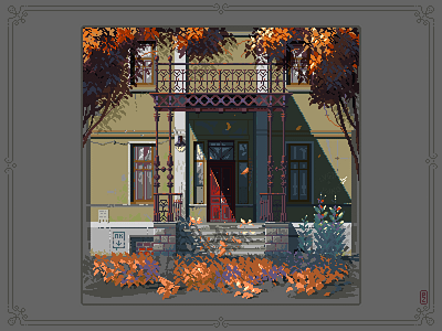 Door to September [pixel art] 16bit 8bit architecture aseprite autumn game art illustration illustrations pixel art pixel artist pixelart pixelartist pixels
