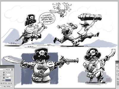 Character design, working sketches