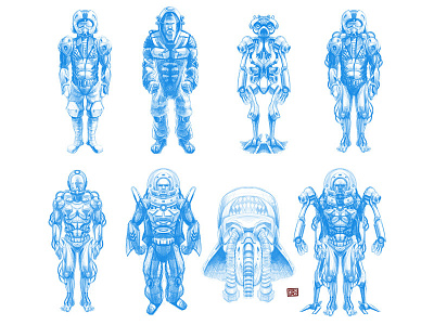 Concepts character concept design exoskeleton gamedev mask pilot police robot