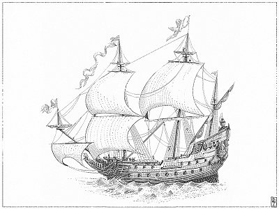 ⛵️Antique Ship in engraving style [digital art] antique battleship boat book caravel crosshatching drawing editorial etching graphic illustration ink marine nautical sailer sailingship ship vintage warship woodcut