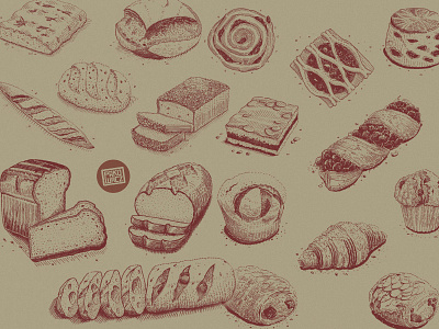 Bread and Pastry illustrations food foodstyling graphic gravure illustration woodcut
