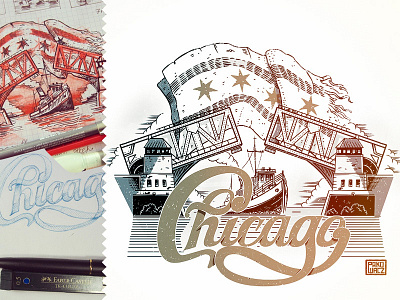 Chicago Print chicago illinois illustration lettering print rock sketch