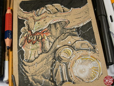 Day 10. Cyberdemon from Doom cyberdemon doom drawlloween graphic halloween illustration ink inktober inktober2go