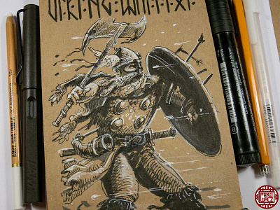 Day 13. Viking Warrior die with glory diewithglory drawlloween graphic halloween illustration ink inktober inktober2go viking