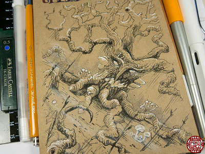 Day 18: Creepy Tree drawing drawlloween graphic halloween illustration ink inktober inktober2go sketch sketching