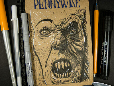 Day 26. Pennywise (IT) drawing drawlloween graphic halloween illustration ink inktober inktober2go pennywise sketch sketching stephen king