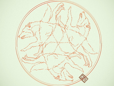 Wolf pack decoration drawing graphic illustration pattern pencil texture wip wolf