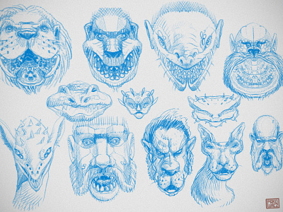developing a manticora face character design concept art drawing sketch sketching
