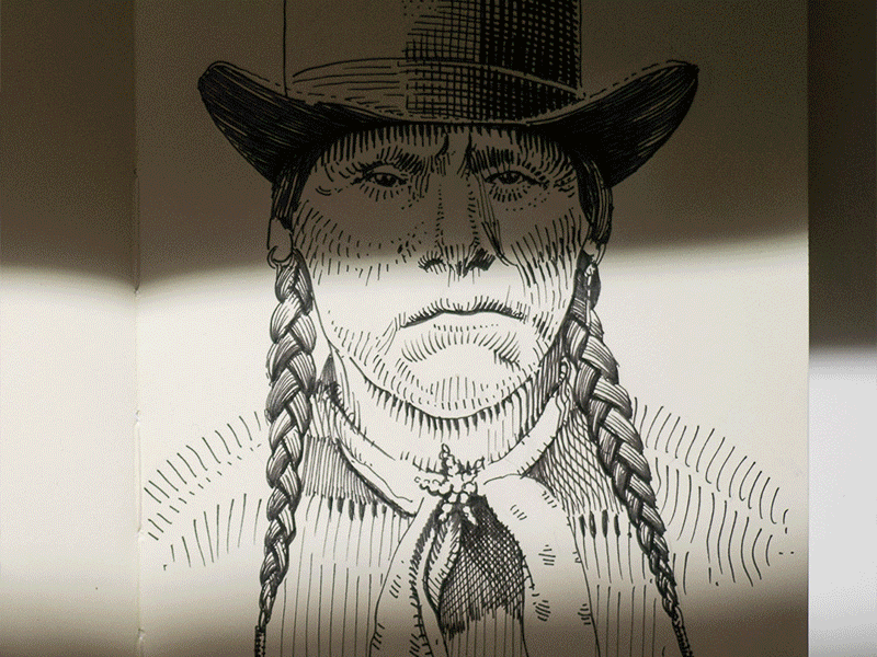 Quanah Parker drawing illustration linework moleskine sketch