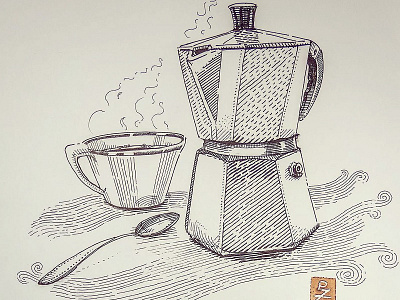 Coffee time coffee editorial engraving etching graphic hatching illustration ink woodcut