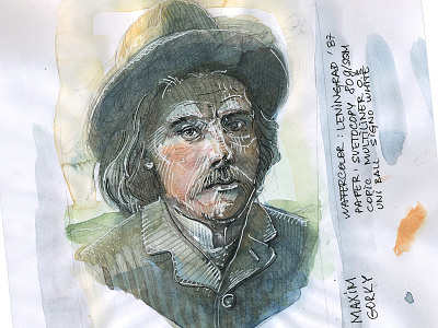 Maxim Gorky, quick pen & watercolor sketch character design illustration sketch sketching watercolor