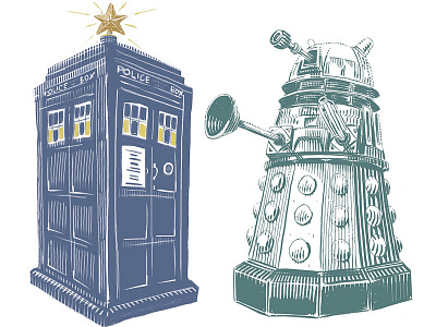 Tardis & Dalek character design concept art dalek doctor who procreate sketch tardis