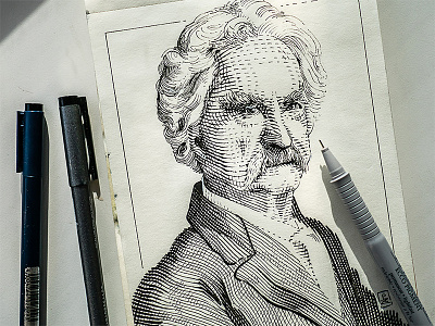 Mark Twain editorial engraving gravure ink mark twain portrait woodcut
