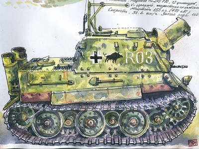 Sturmtiger 38 cm RW61 ink drawing sketch sketching sturmtiger tank watercolor wip wot