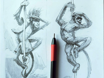 More sketches of Monkey King characterdesign conceptart drawign engraving monkeyking sketch sunwukong wip woodcut 孫悟空