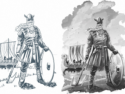 Viking, circa 2014 character design concept art digital art line art sketch sketching viking warrior