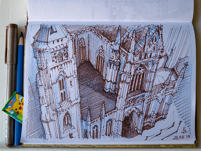 cathedral in kosice sketch architecture drawing ink sketch sketchbook traditional art