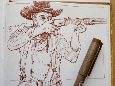 daily sketch cowboy drawing inkdrawing sketch sketchbook traditional art