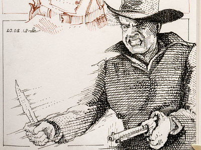 2K Followers! Thank you so much, guys! cowboy drawing engraving etching graphic illustration ink pen and ink traditional art western