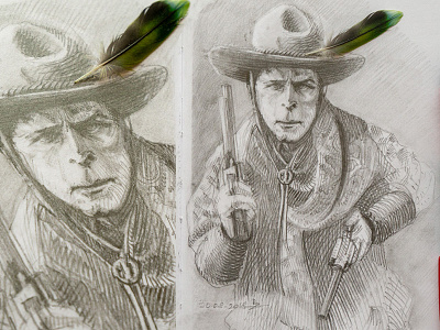 study with a pencil character cowboy doodle drawing pencil pencil drawing sketch study western