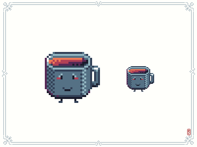 morning! character design coffee fun gif mug pixel animation pixel art