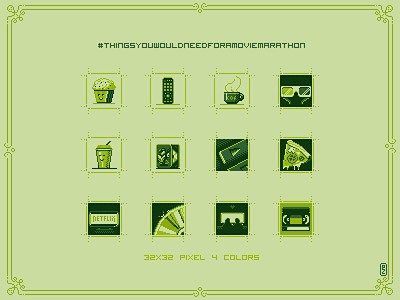 Movie Marathon set of 32x32 px icons