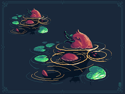and the finished illo of Platypus in pixel art 8bit gamedev illustration pixel art pixel dailies pixel dailies pixelart platypus
