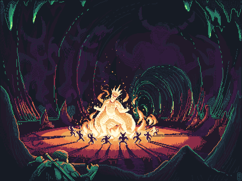 "Cave" Of The Mountain King 8bit cave gamedev illustration mountain biking pixel pixel art pixelart sprite texture tribe