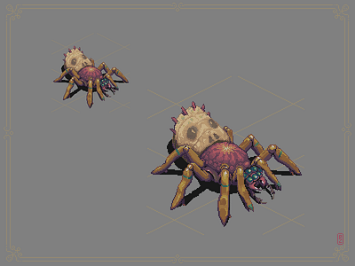 Spider For Breath Of The Fire IV study 16bit 8bit aseprite breath of the fire conami fan art gamedev isometric jrpg pixel art pixelart playstation retro gaming sprite